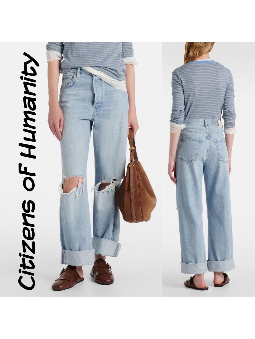 NWT Citizens Of Humanity "Ayla" Distressed Wide Leg Baggy Cuff Jeans - Size 32